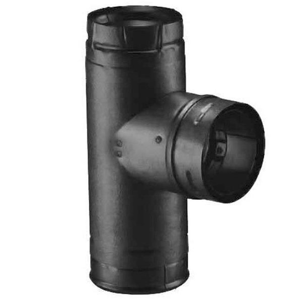 Dura Vent Dura Vent 3PVP-TB1 3 in. Dia. Pellet Vent Pro Black Single Tee with Clean-Out Tee Cap 3PVP-TB1
